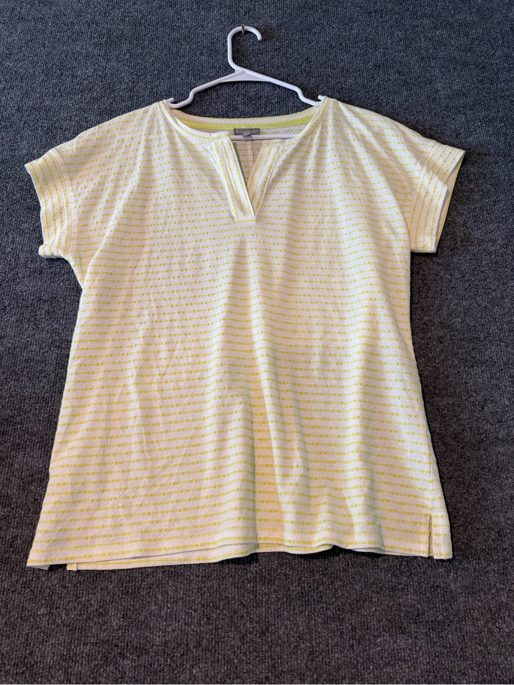 Talbots Yellow and White Striped Short Sleeve Tee